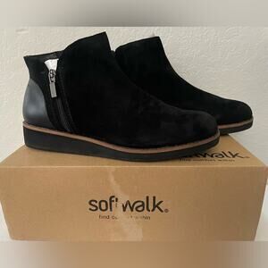 SoftWalk Wesley Booties in Black Suede - Womens Size 10W